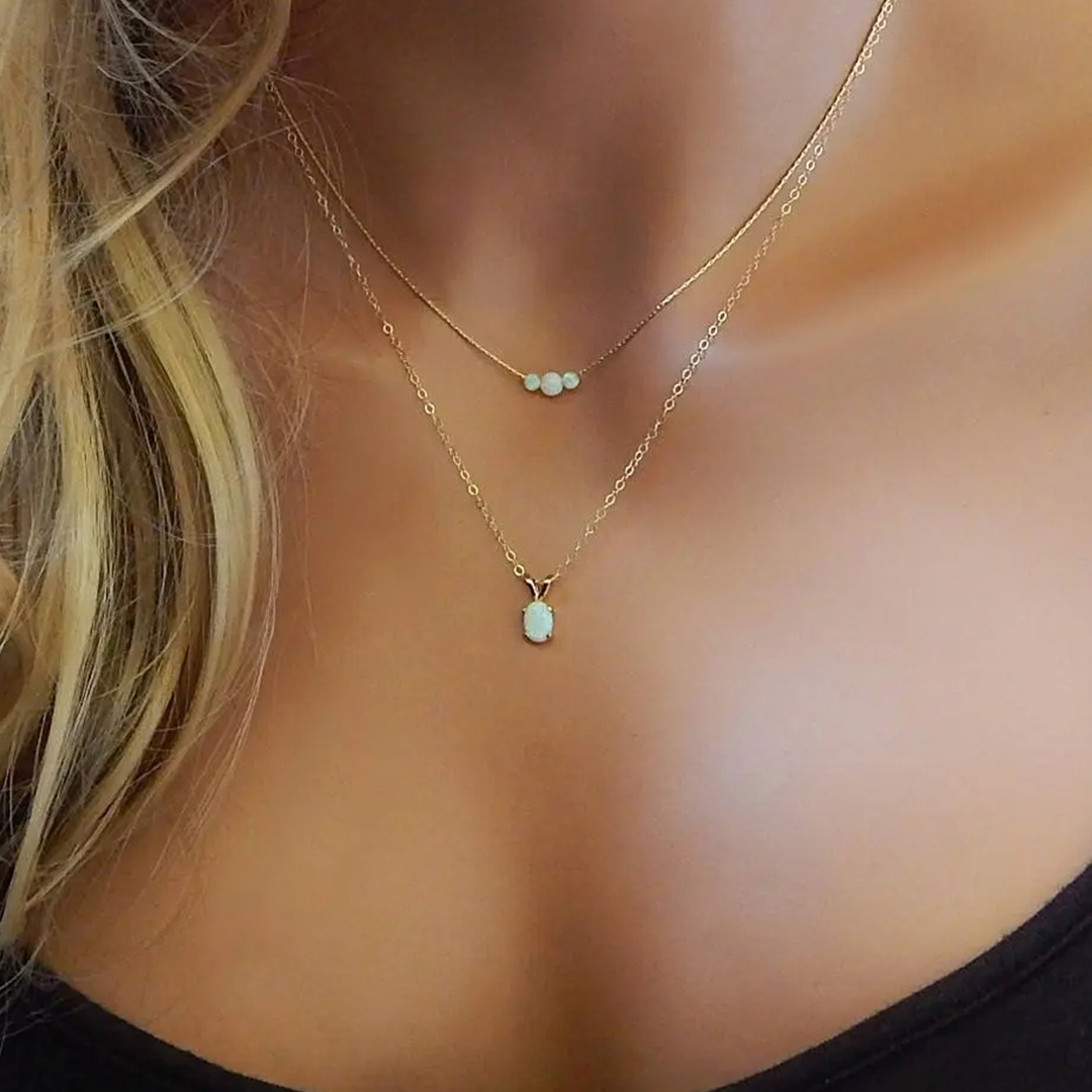Let Tears Out Dainty Layered Opal Necklace