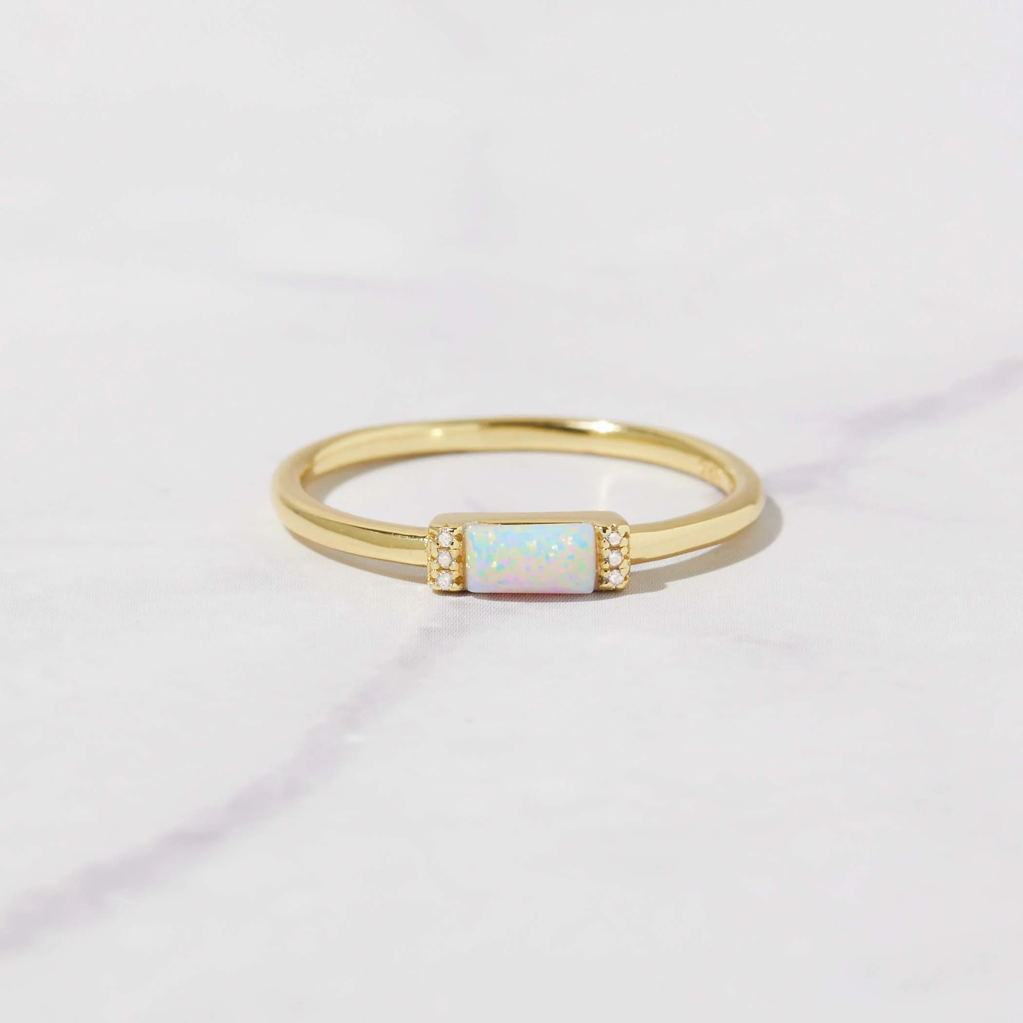 Beautiful Baguette Cut-Opal Ring