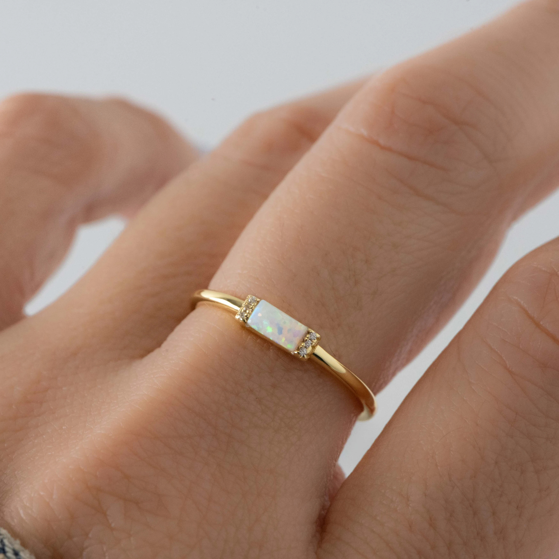 Beautiful Baguette Cut-Opal Ring