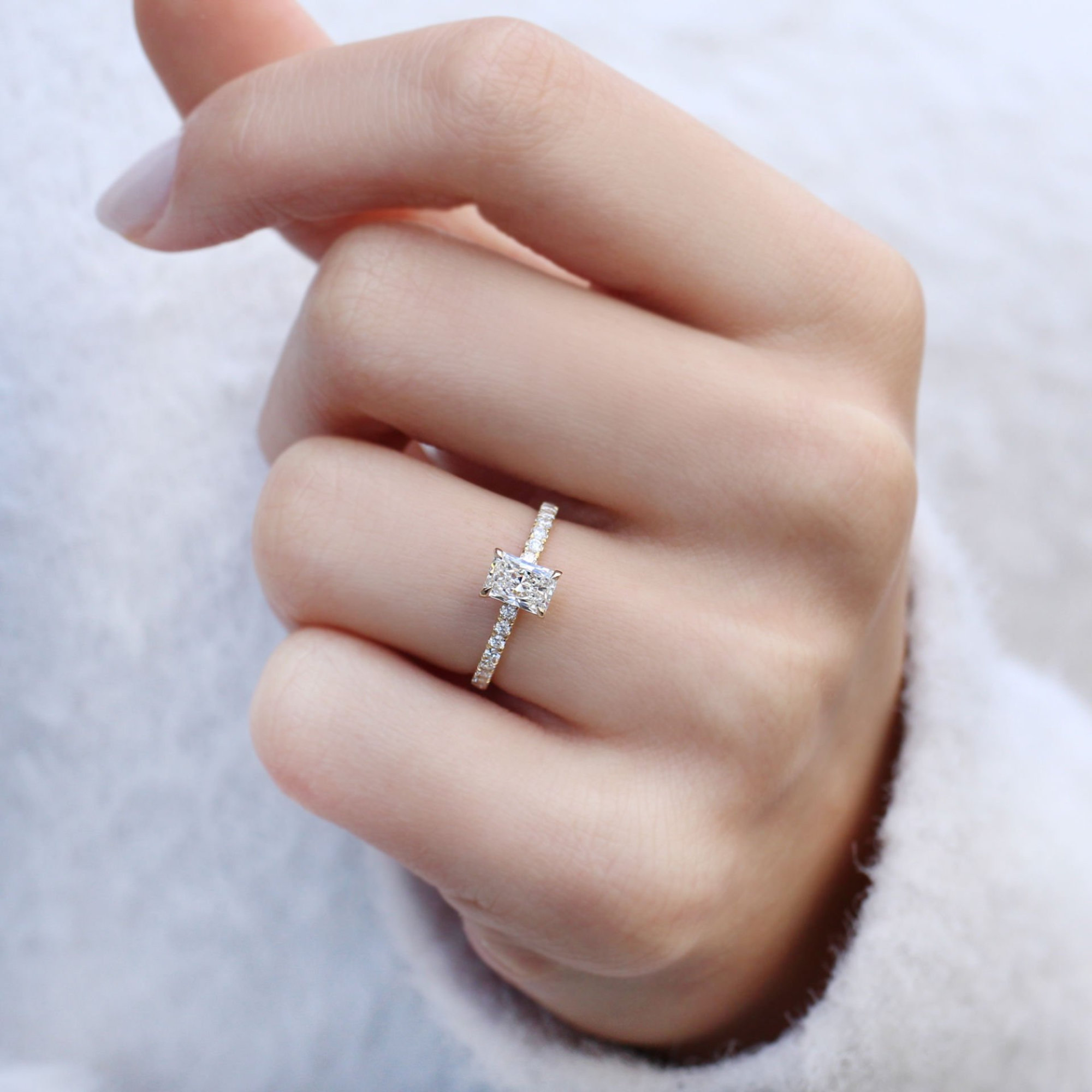 1ct Radiant Cut Moissanite Ring