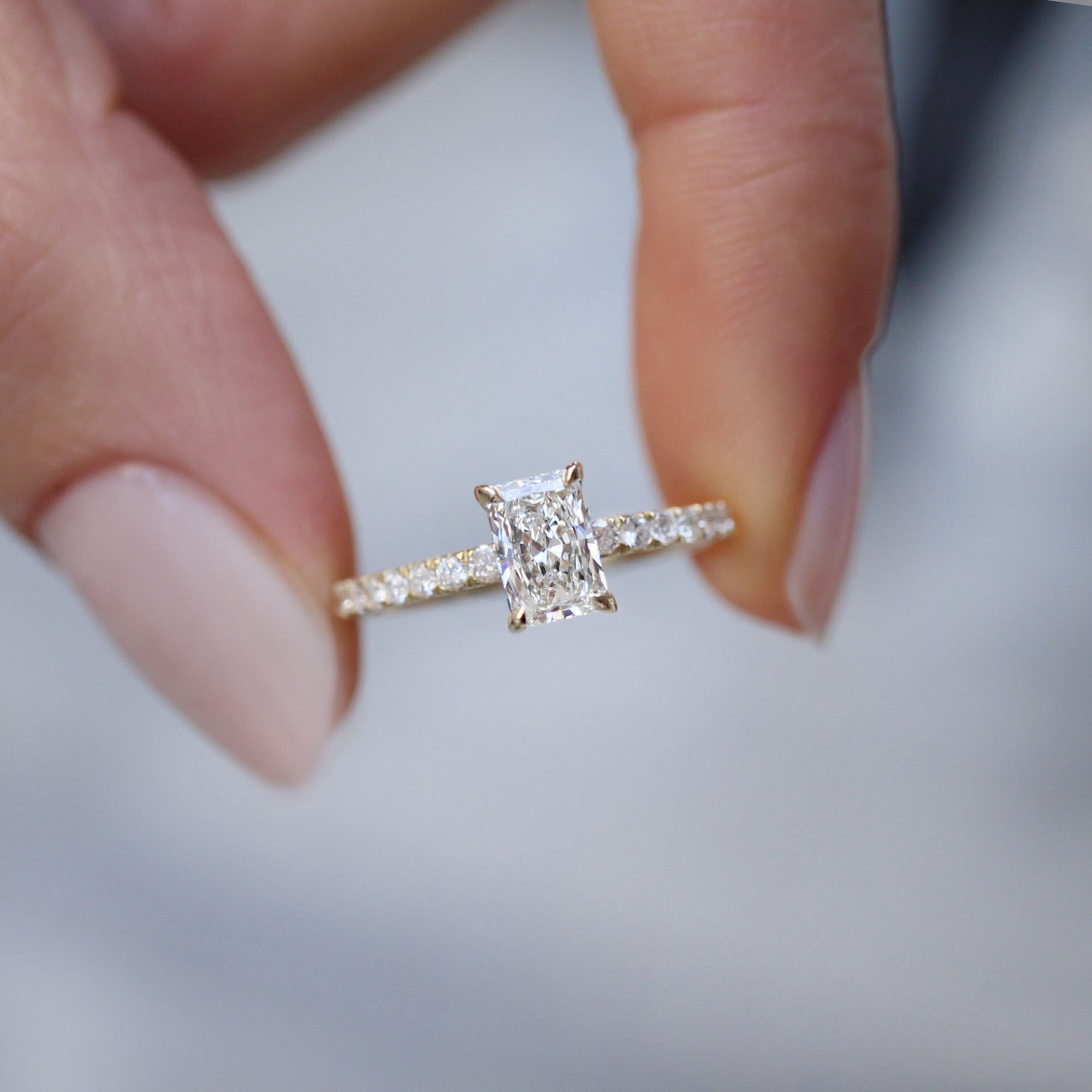 1ct Radiant Cut Moissanite Ring