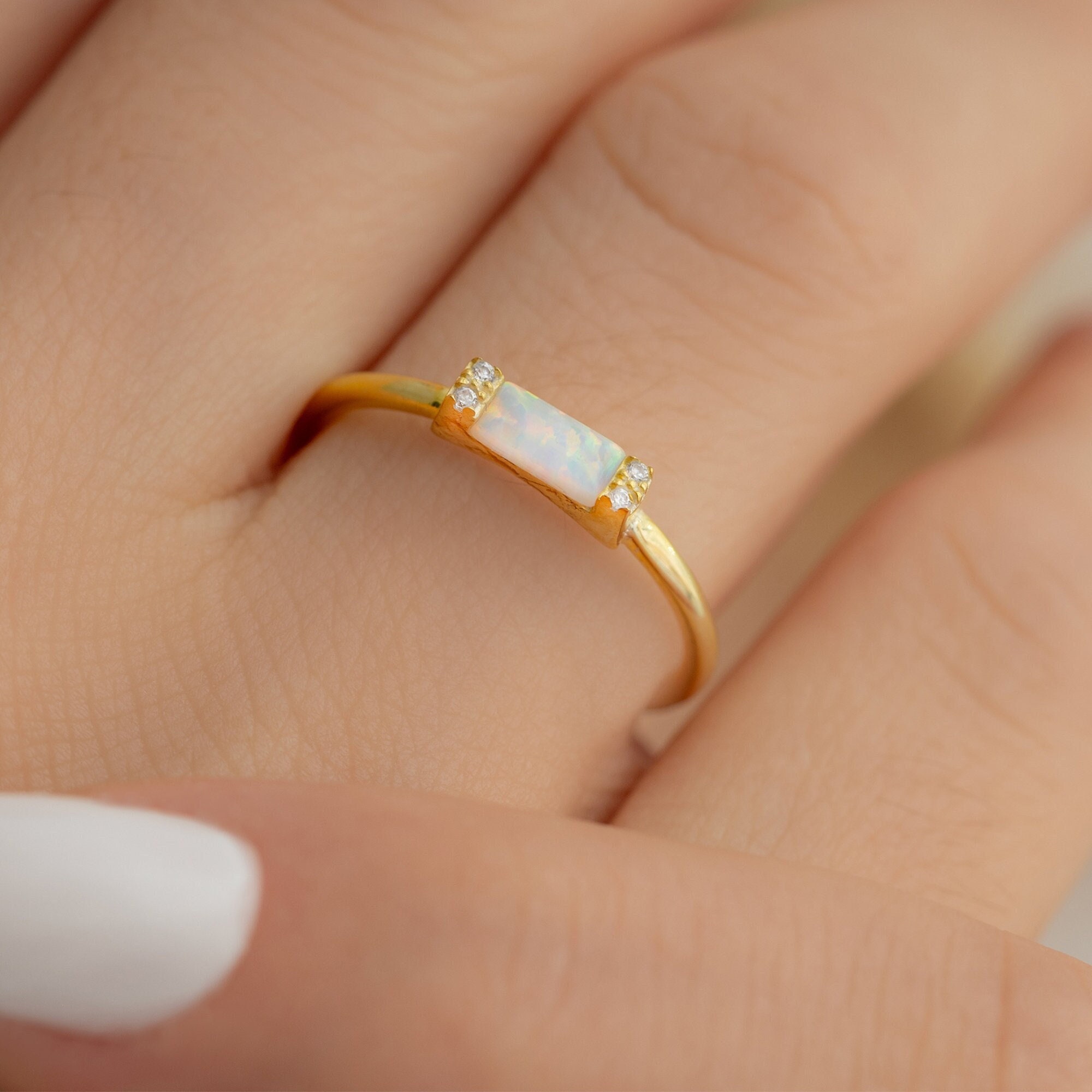 Beautiful Baguette Cut-Opal Ring