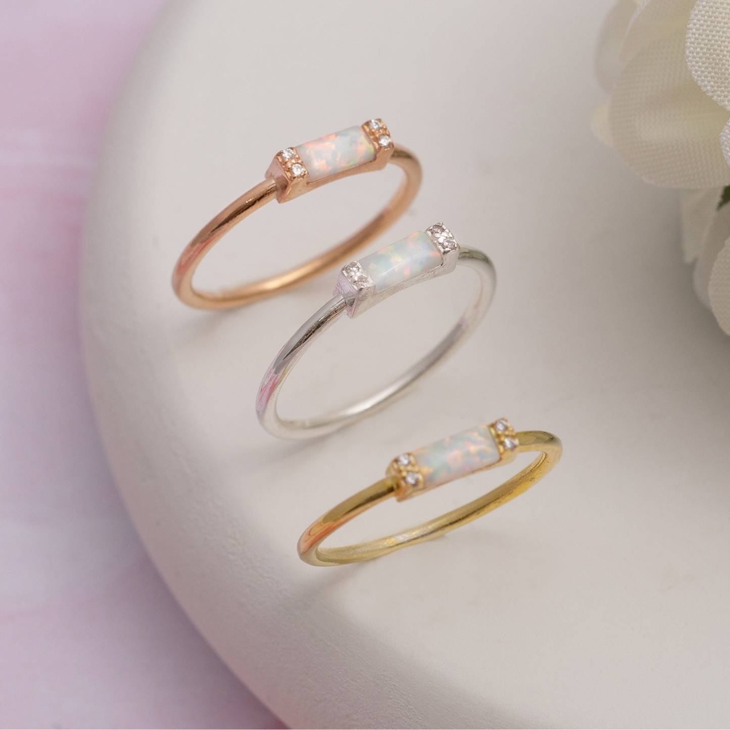 Beautiful Baguette Cut-Opal Ring