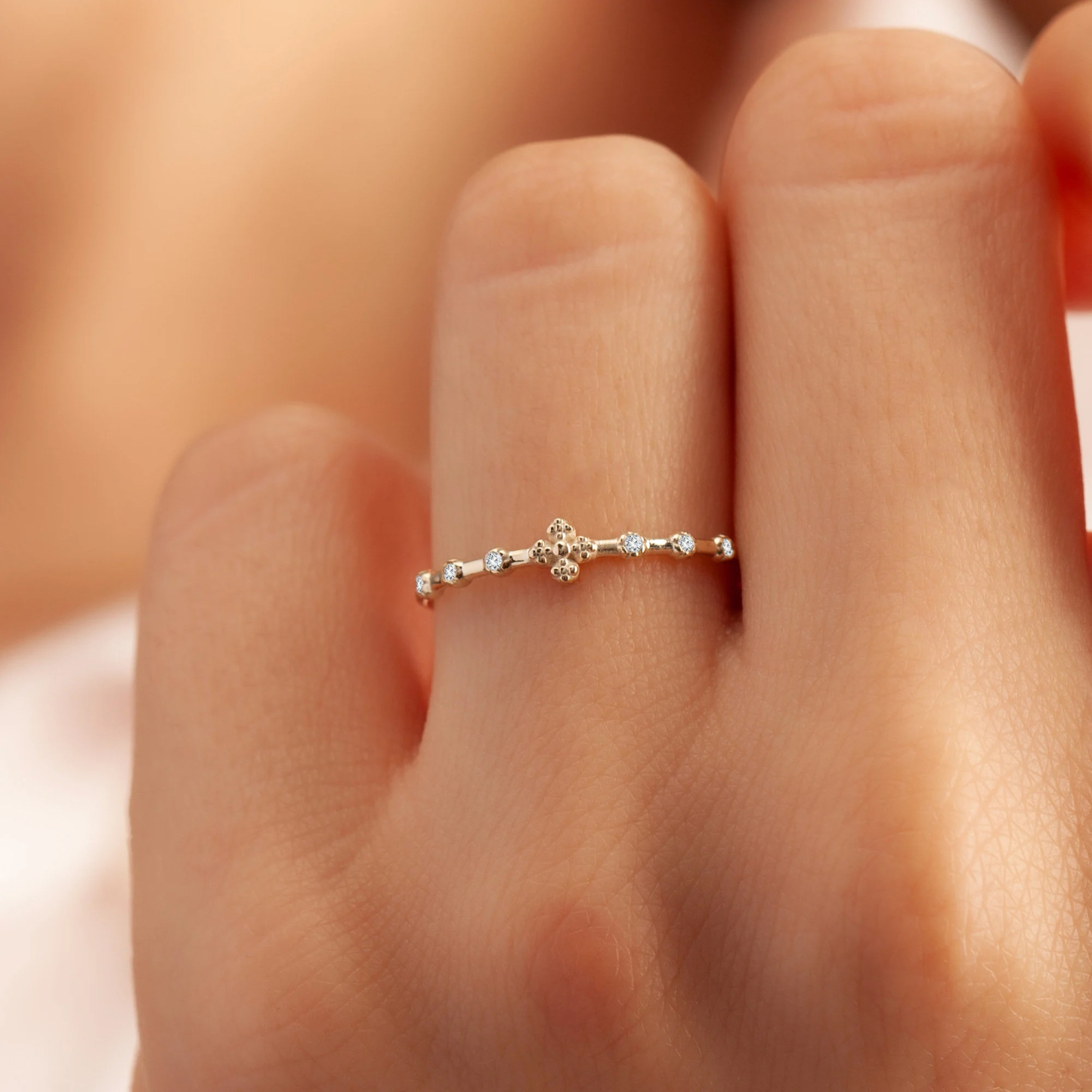 Praying Mama Never Quit Little Cross Ring