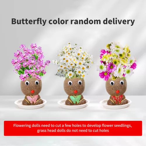 Room Decor Mini Grass Head Doll Small Potted Plant Watering Green Plants Beautif - Picture 11 of 15