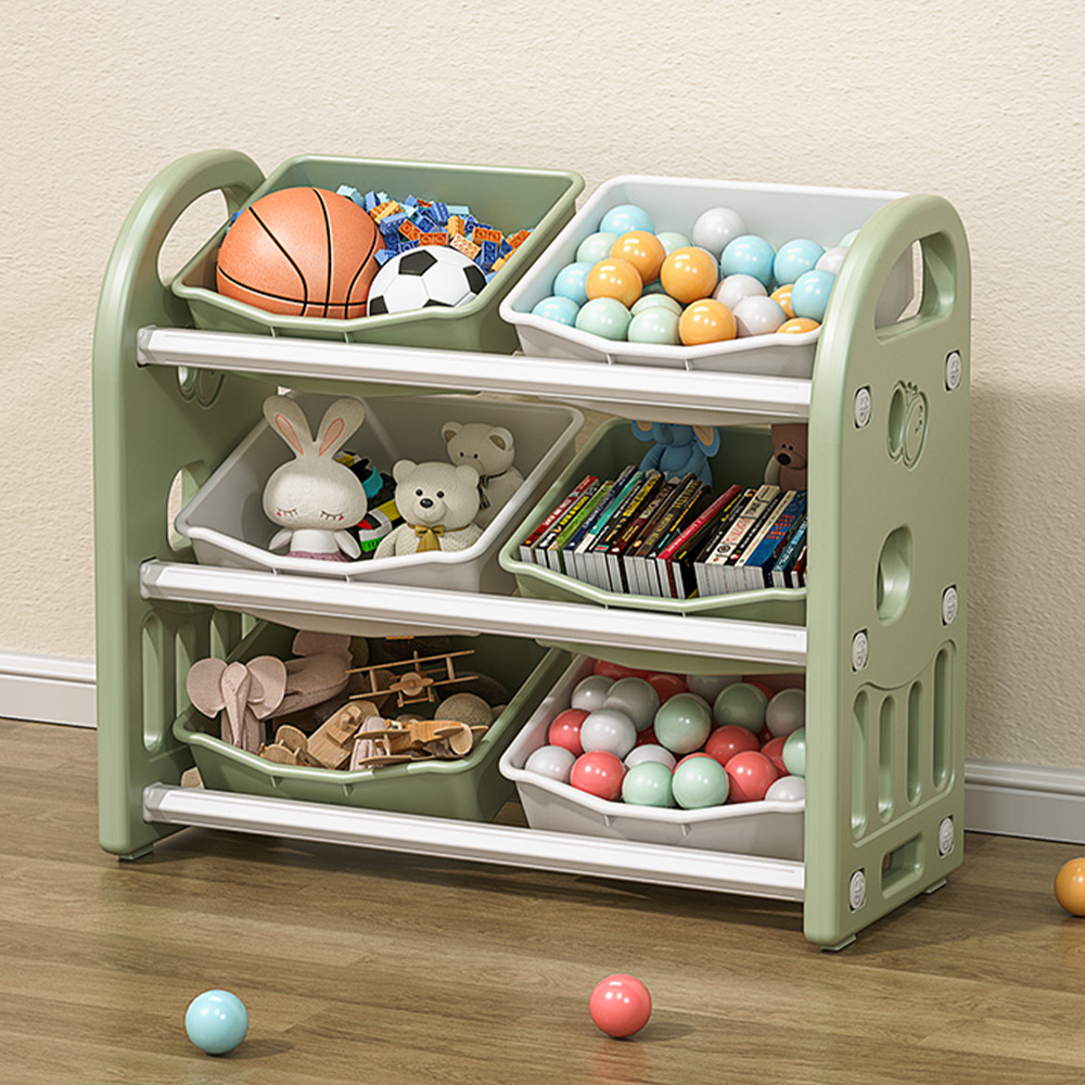 Kids Toy Storage Organizer with 6 Bins Multi-functional Furniture Set Toy Storage Cabinet Unit-Leavader