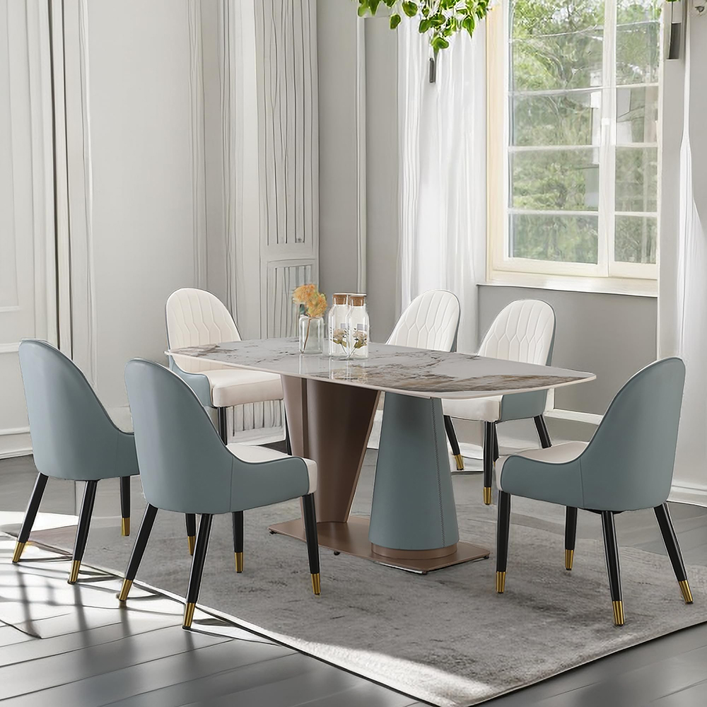 Leavader® 71" Pandora Color Sintered Stone Dining Table Set for 6 Chairs