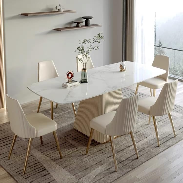 Leavader 71" Modern Sintered Stone Square Base Dining Table with 6 Chairs (Last 4!!!)