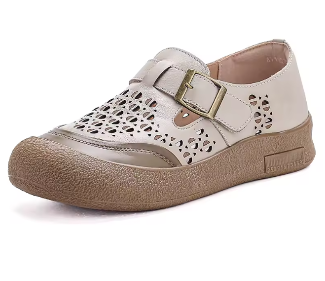 2025 NEW - Women's Hollow Soft Leather Breathable Moccasin Lafers