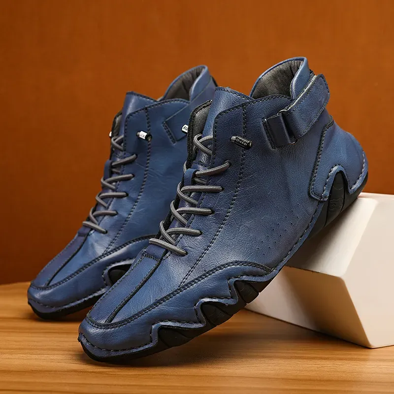 Men's Handmade Outdoor Waterproof Suede Velcro High Boots