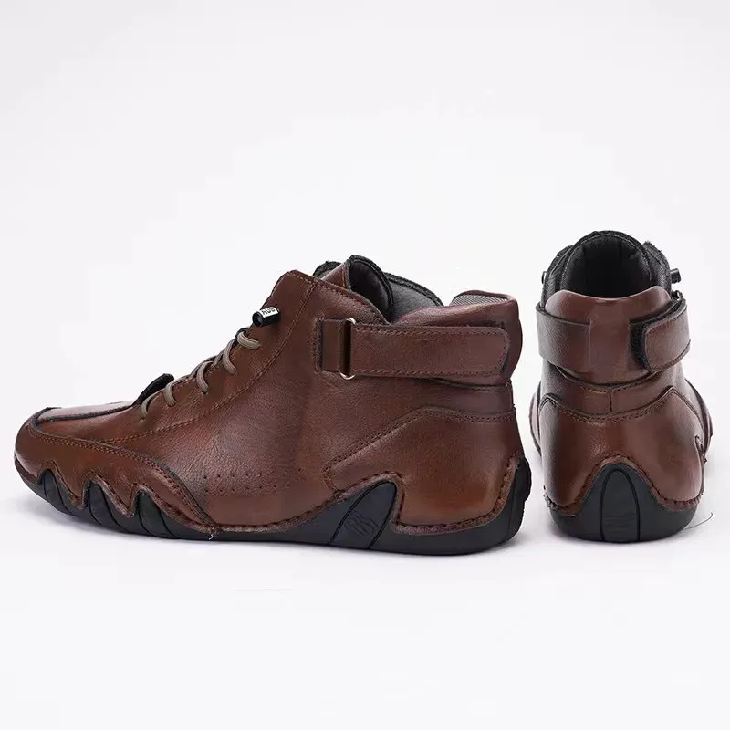 Men's Handmade Outdoor Waterproof Suede Velcro High Boots