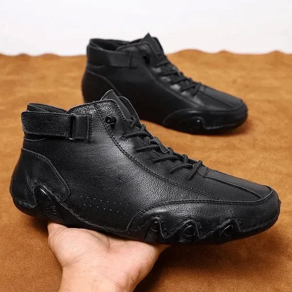 Men's Handmade Outdoor Waterproof Suede Velcro High Boots