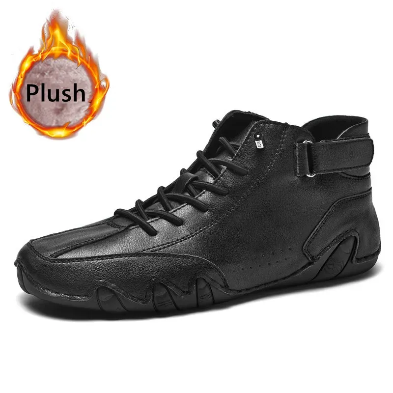 Men's Handmade Outdoor Waterproof Suede Velcro High Boots