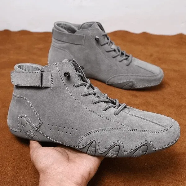 Men's Handmade Outdoor Waterproof Suede Velcro High Boots