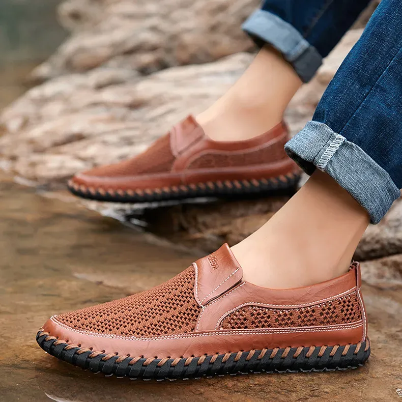 Last Day 50% OFF🔥Men's Hand Stitching Breathable Non-Slip Casual Slip On Loafers