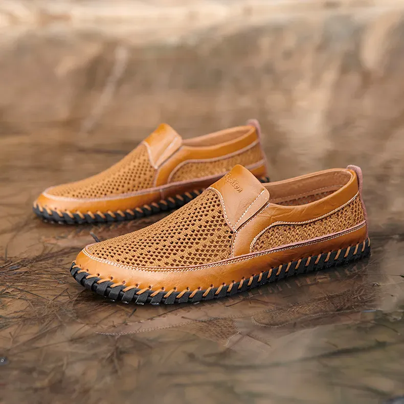 Last Day 50% OFF🔥Men's Hand Stitching Breathable Non-Slip Casual Slip On Loafers