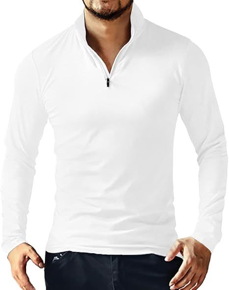 Men's Business Three-Quarter Zip Cotton Polo Shirt