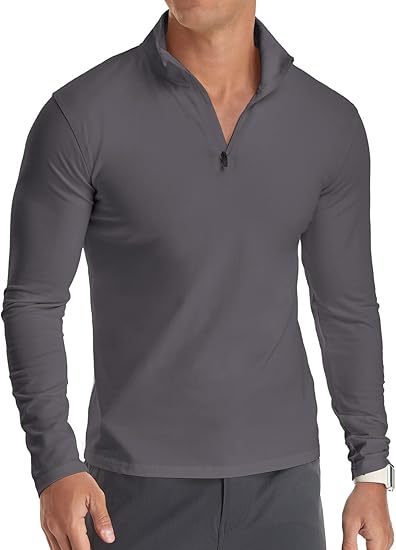 Men's Business Three-Quarter Zip Cotton Polo Shirt