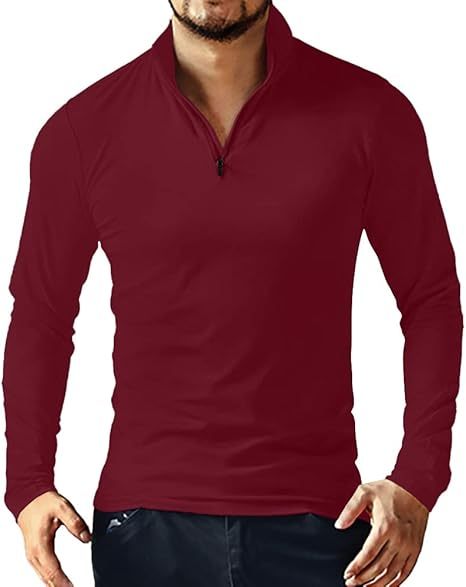 Men's Business Three-Quarter Zip Cotton Polo Shirt