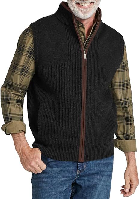 Men's autumn and winter stand collar knitted vest jacket