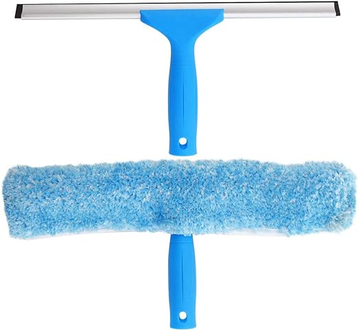 Professional Window Cleaning Combo - Squeegee & Microfiber Window Scrubber, 14"