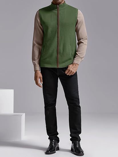 Men's autumn and winter stand collar knitted vest jacket