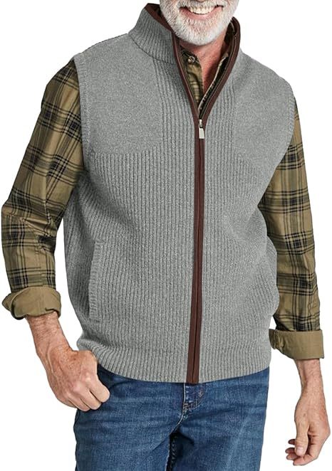 Men's autumn and winter stand collar knitted vest jacket