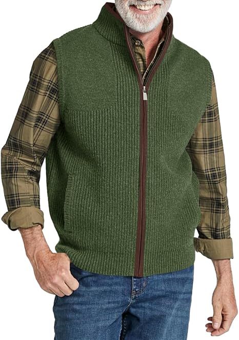 Men's autumn and winter stand collar knitted vest jacket