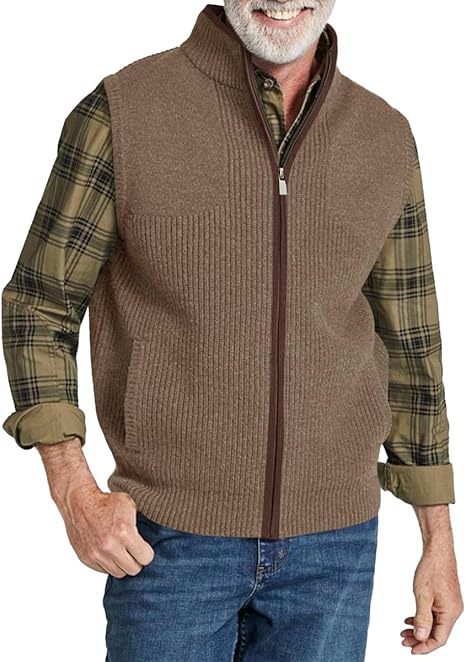 Men's autumn and winter stand collar knitted vest jacket