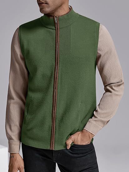 Men's autumn and winter stand collar knitted vest jacket