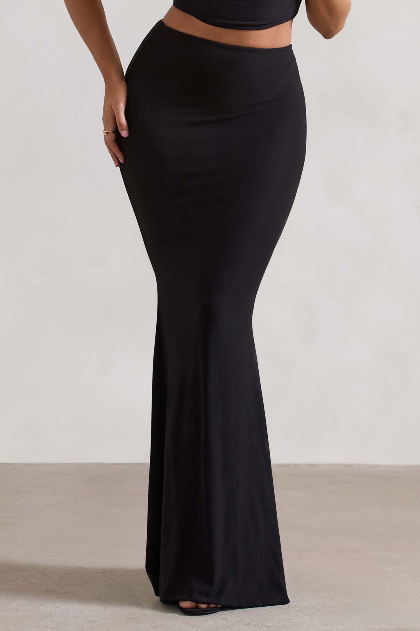 Neve | Black Gathered Maxi Skirt