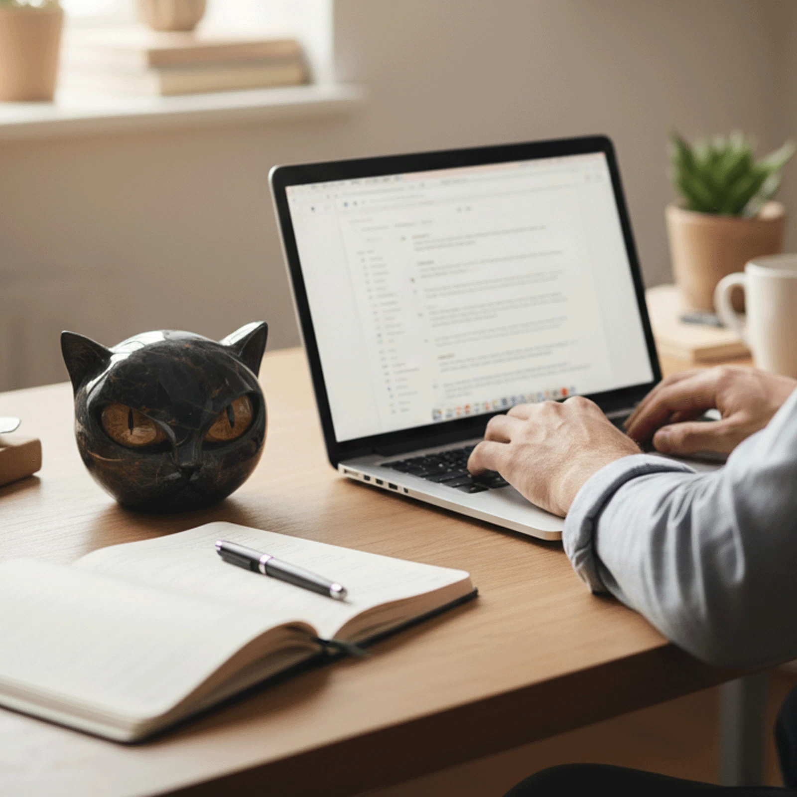 Black Cat Stone Sculpture – A Symbol of Luck and Style