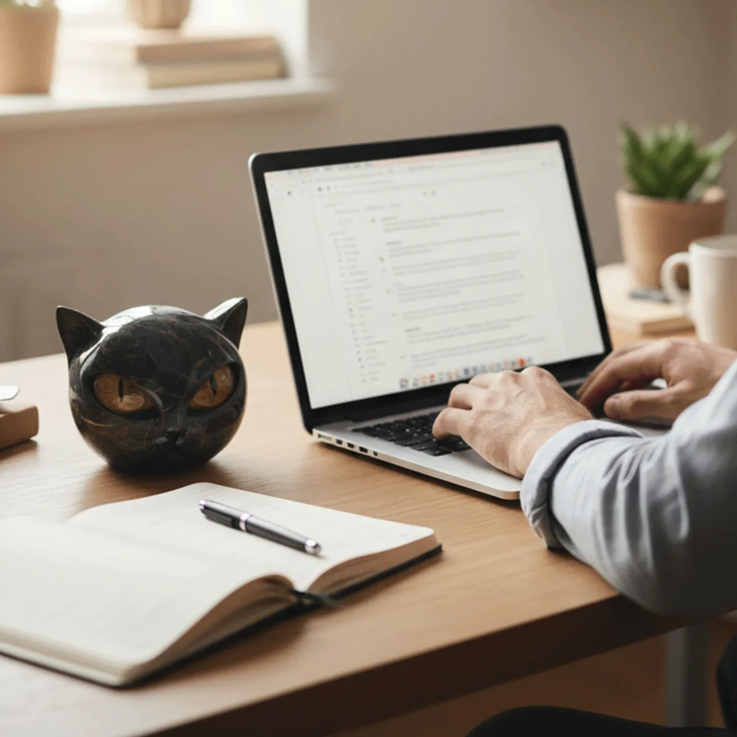 Black Cat Stone Sculpture – A Symbol of Luck and Style