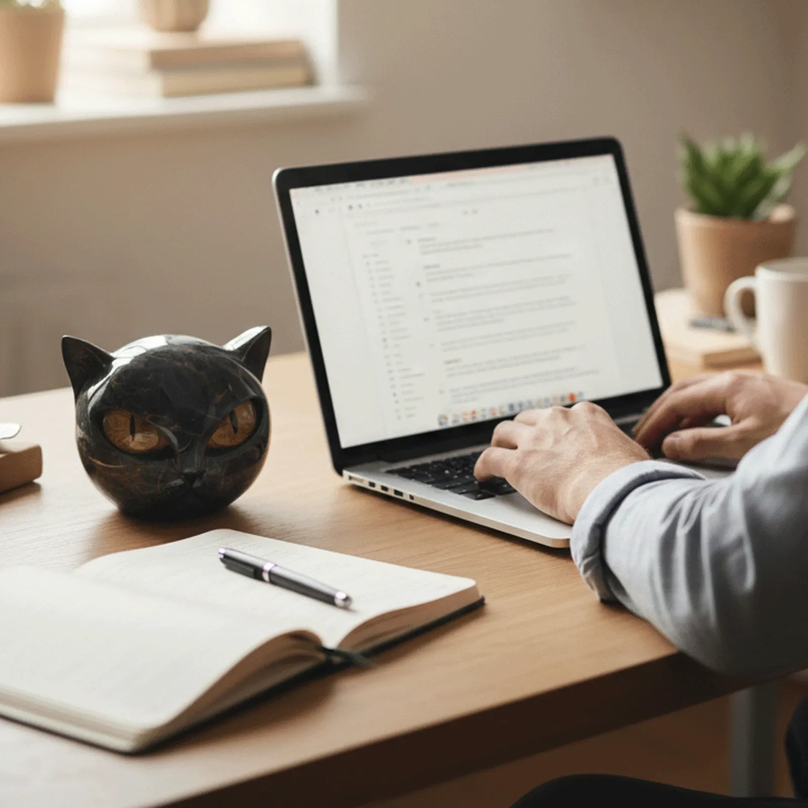 Black Cat Stone Sculpture – A Symbol of Luck and Style