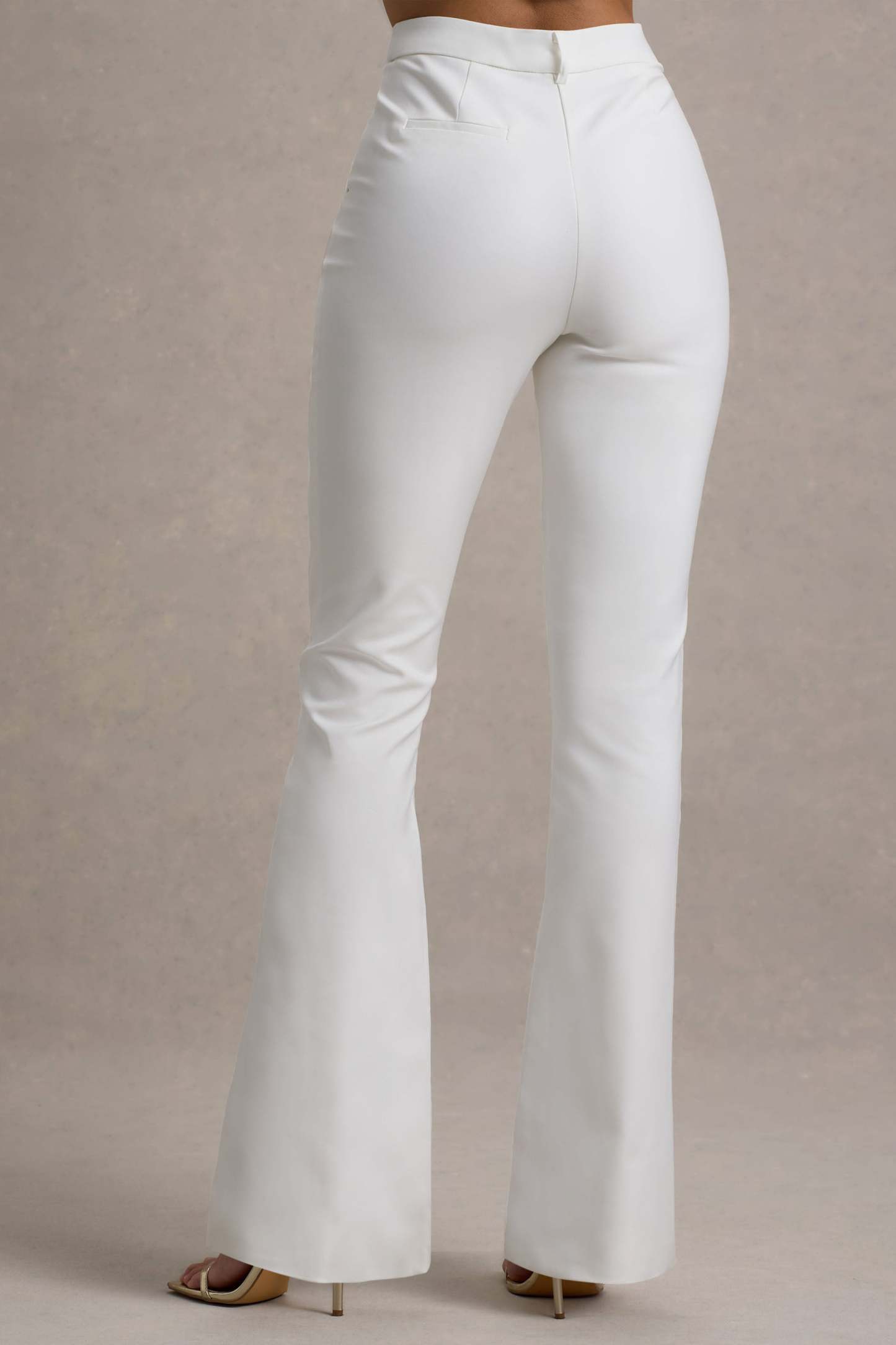 Carina | White Flared-Leg Tailored Trousers