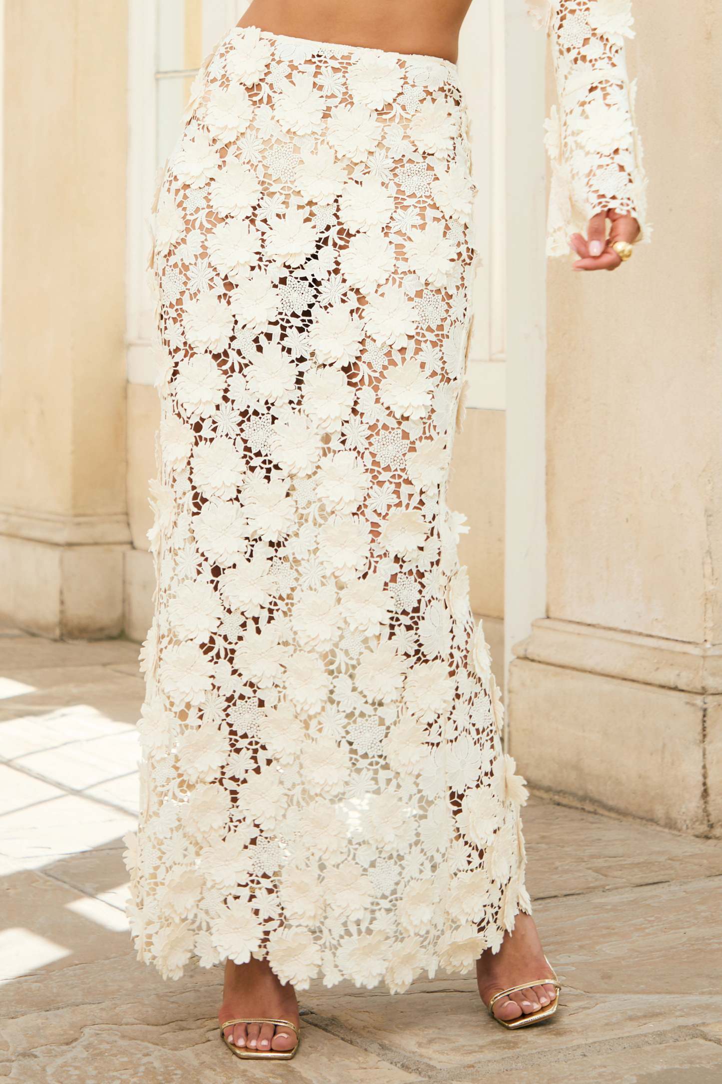 Kingston | Cream Lace Maxi Skirt