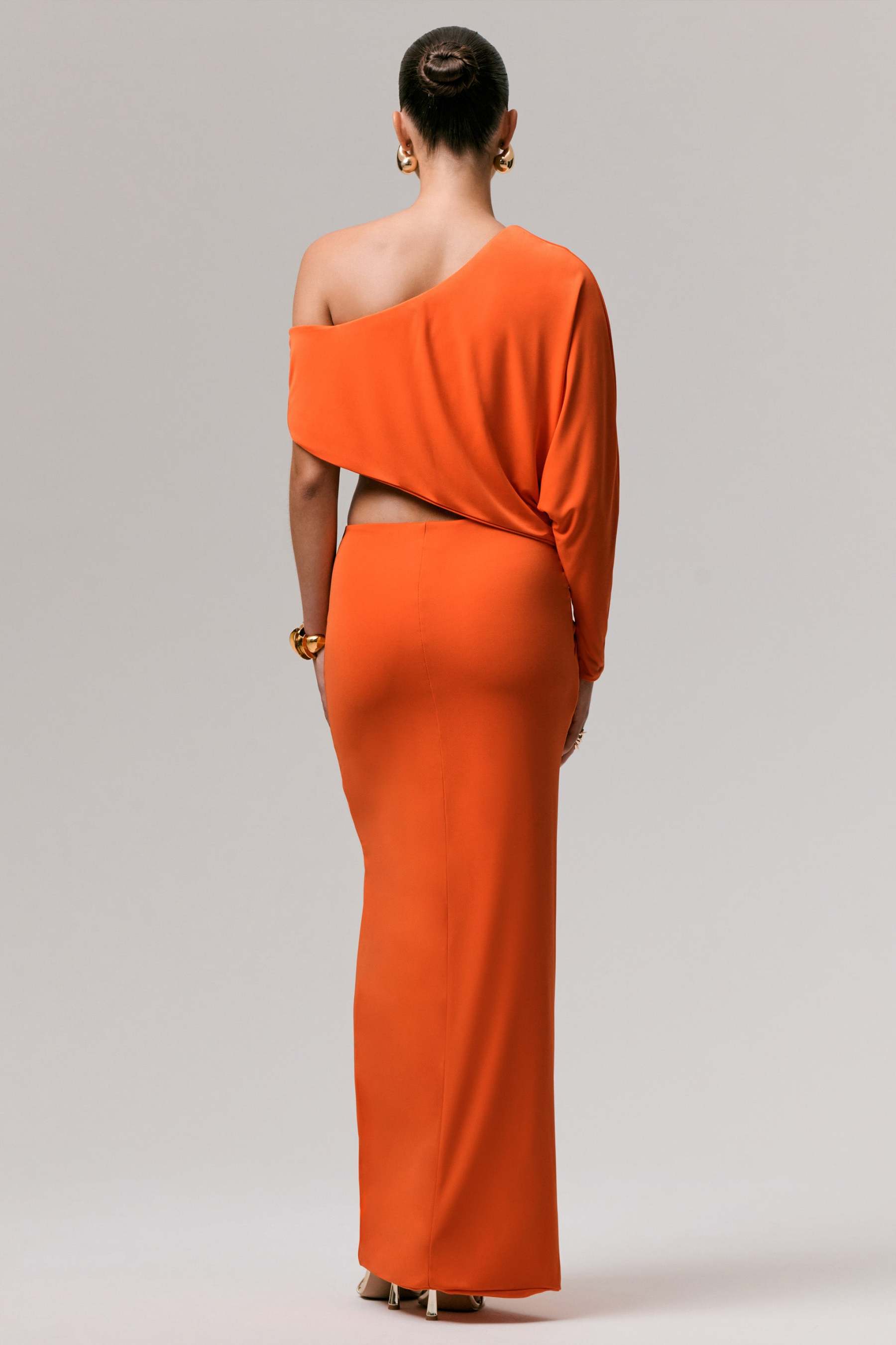Marlena | Orange Twisted Split Maxi Skirt