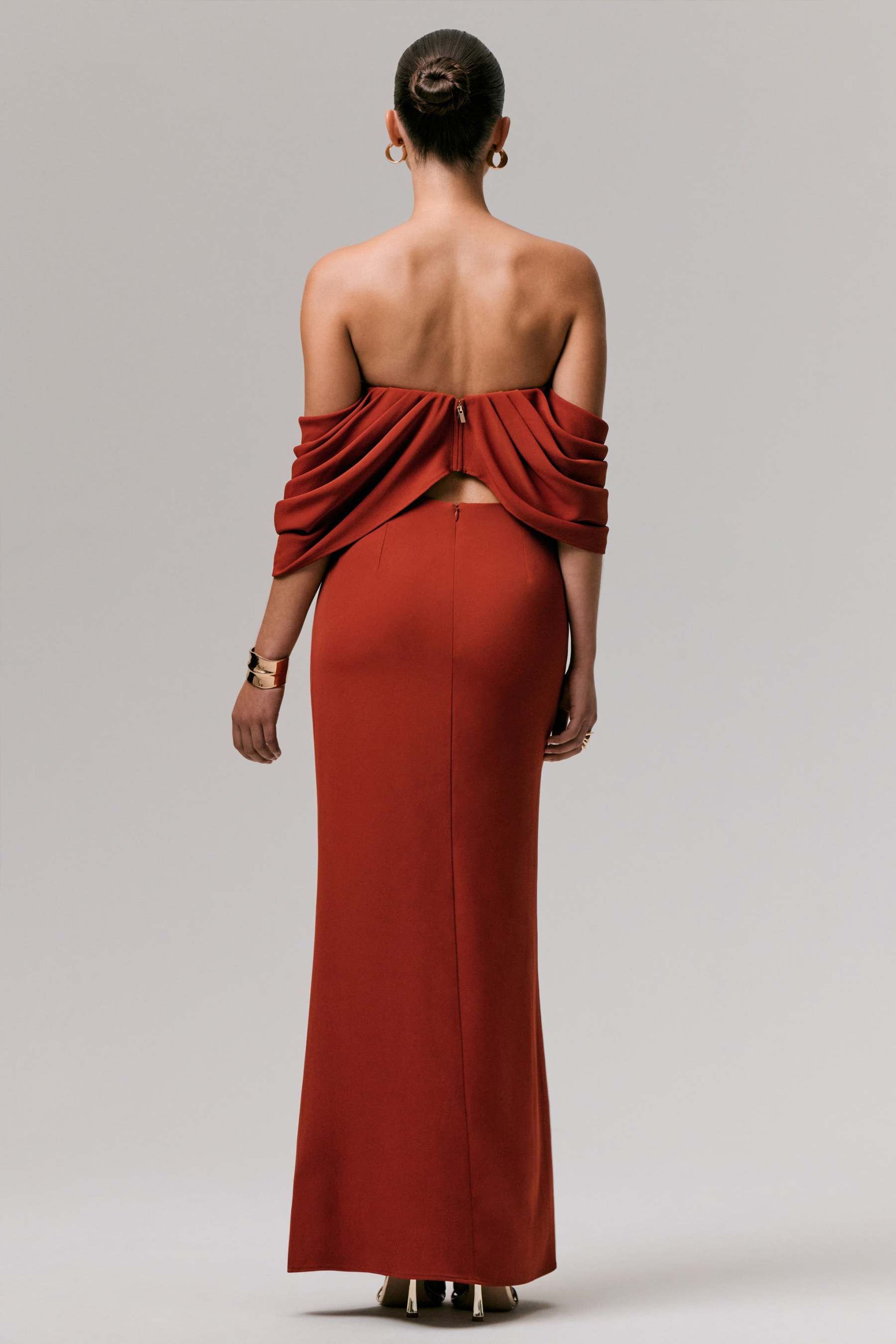 Zelina | Terracotta Mid-Rise Maxi Skirt with Split