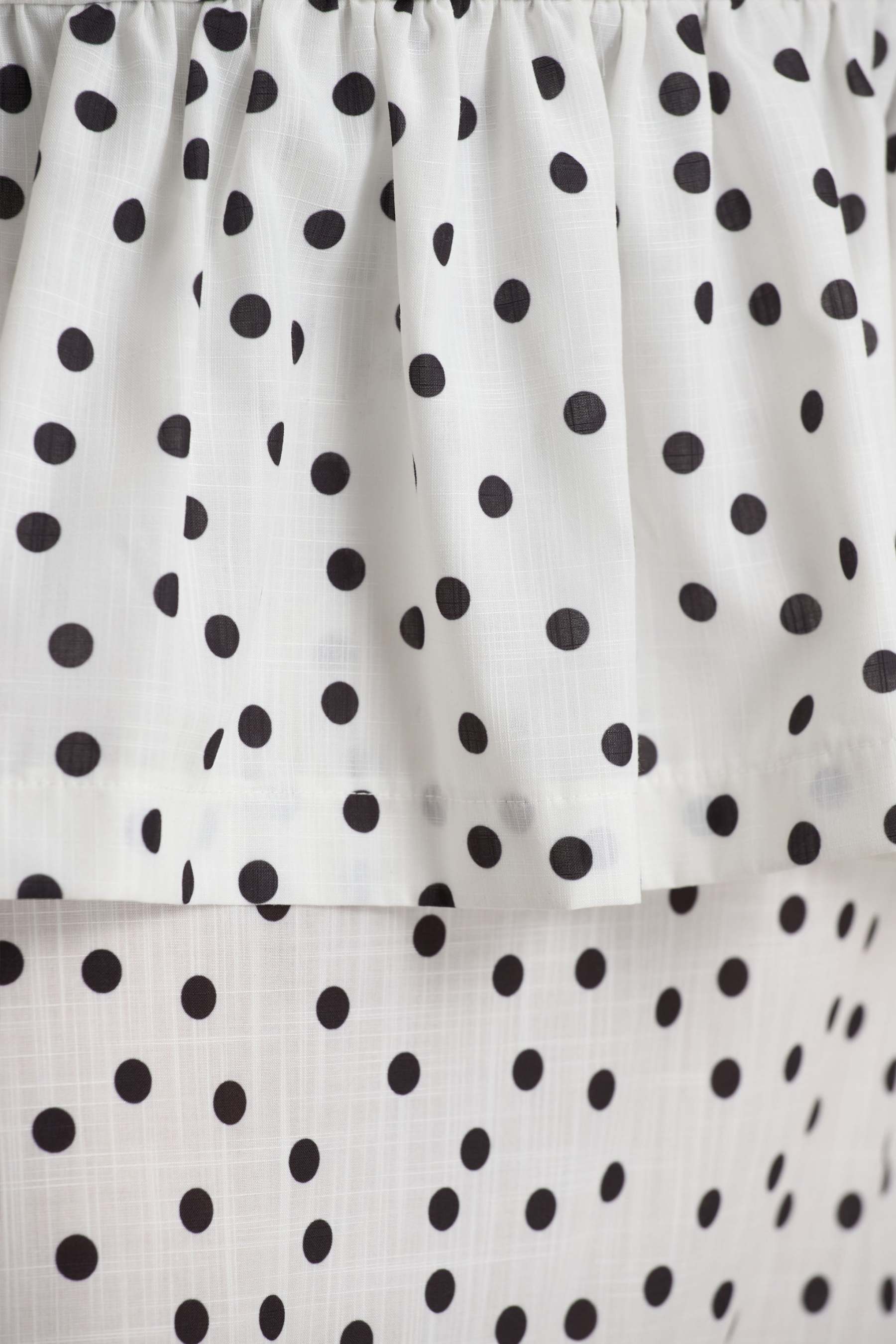 Emry | White Polka Dot High-Waist Maxi Skirt With Ruffle Detail