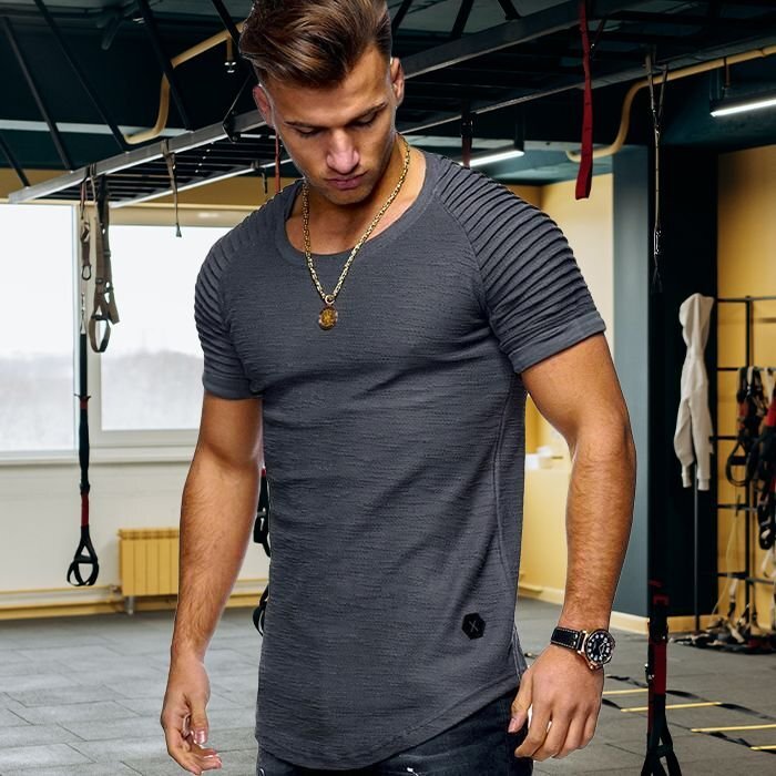Solid Color Stripe Slim Fitness Men's T-shirt