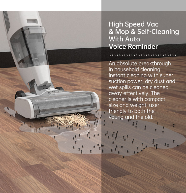 ZODA-S600 Cordless Vac & Mop Vacuum Cleaner 8000Pa Two Speed Option, High Speed For Water Spraying