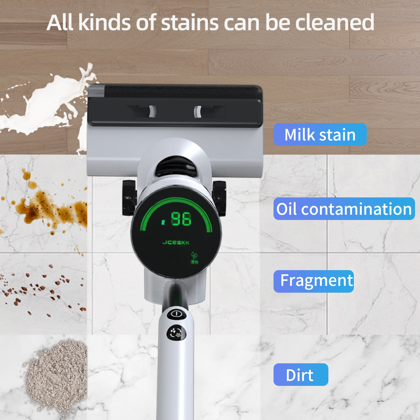 ZODA-D8 Wireless intelligent floor washer One-click self-cleaning and no hand washing PTC drying without odor Smart display/Voice