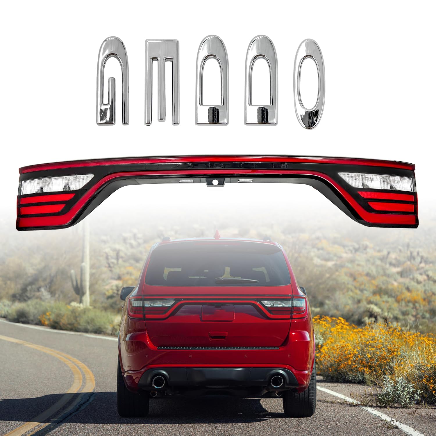 Tail Light Assembly for Dodg-e Durango 2014-2022, Rear Center Liftgate Trunk Lid Tail Light Lamp with Camera Hole