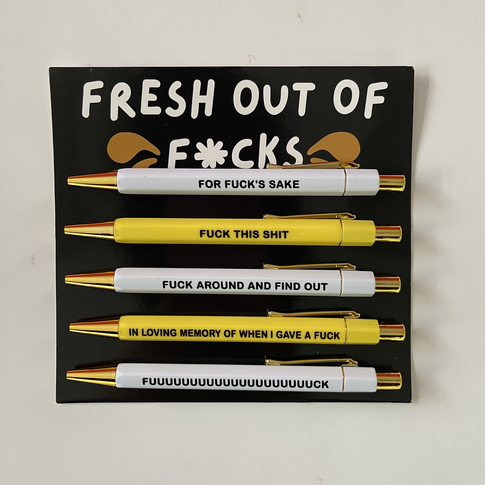 Fresh Out of Fucks Pen Set - Funny Sweary Stationery