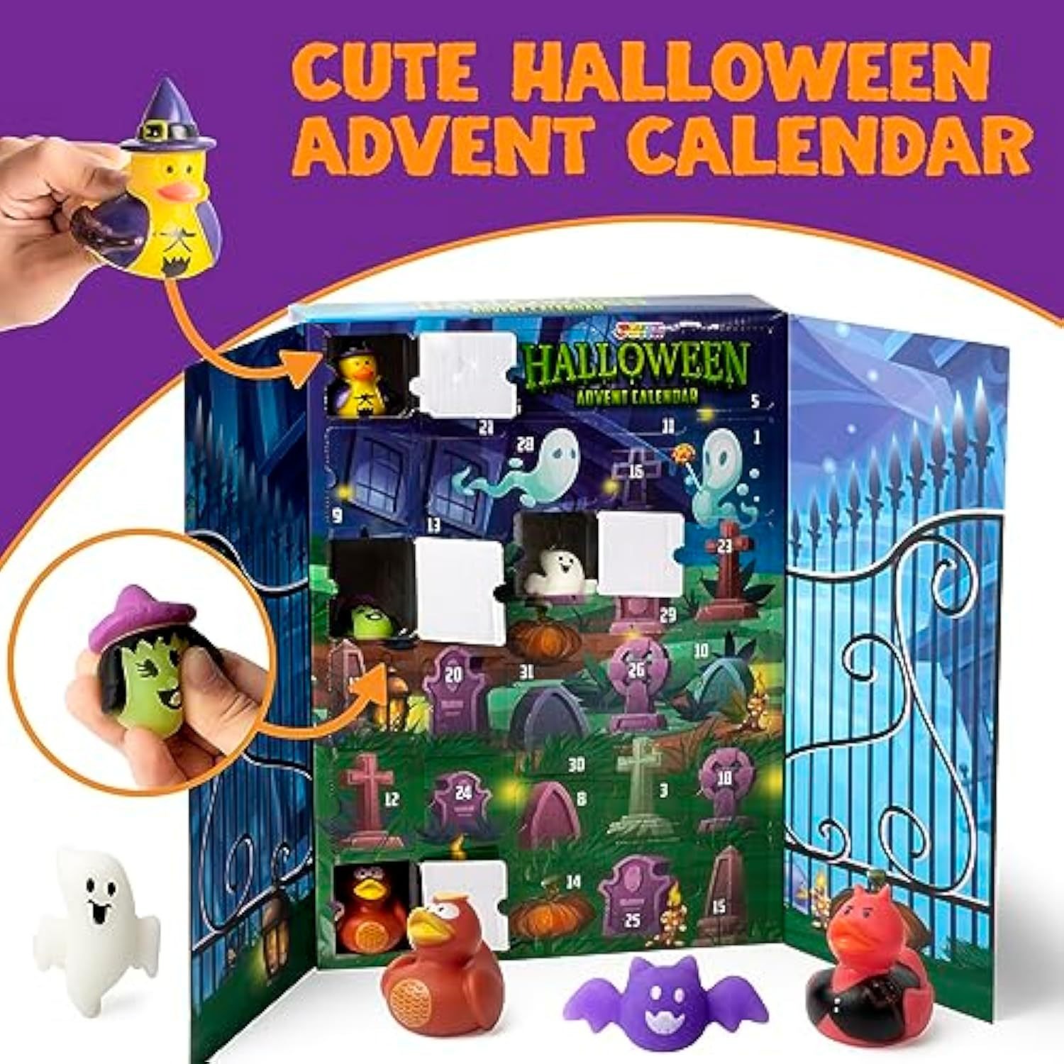 🎃Early Halloween Sale👻31 Pcs Countdown Halloween Rubber Ducks Advent Calendar