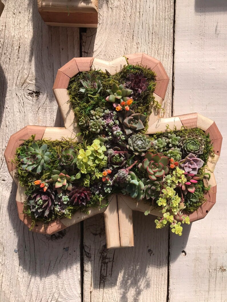 🦋Wooden Garden Arrangements-faux succulent wall planter