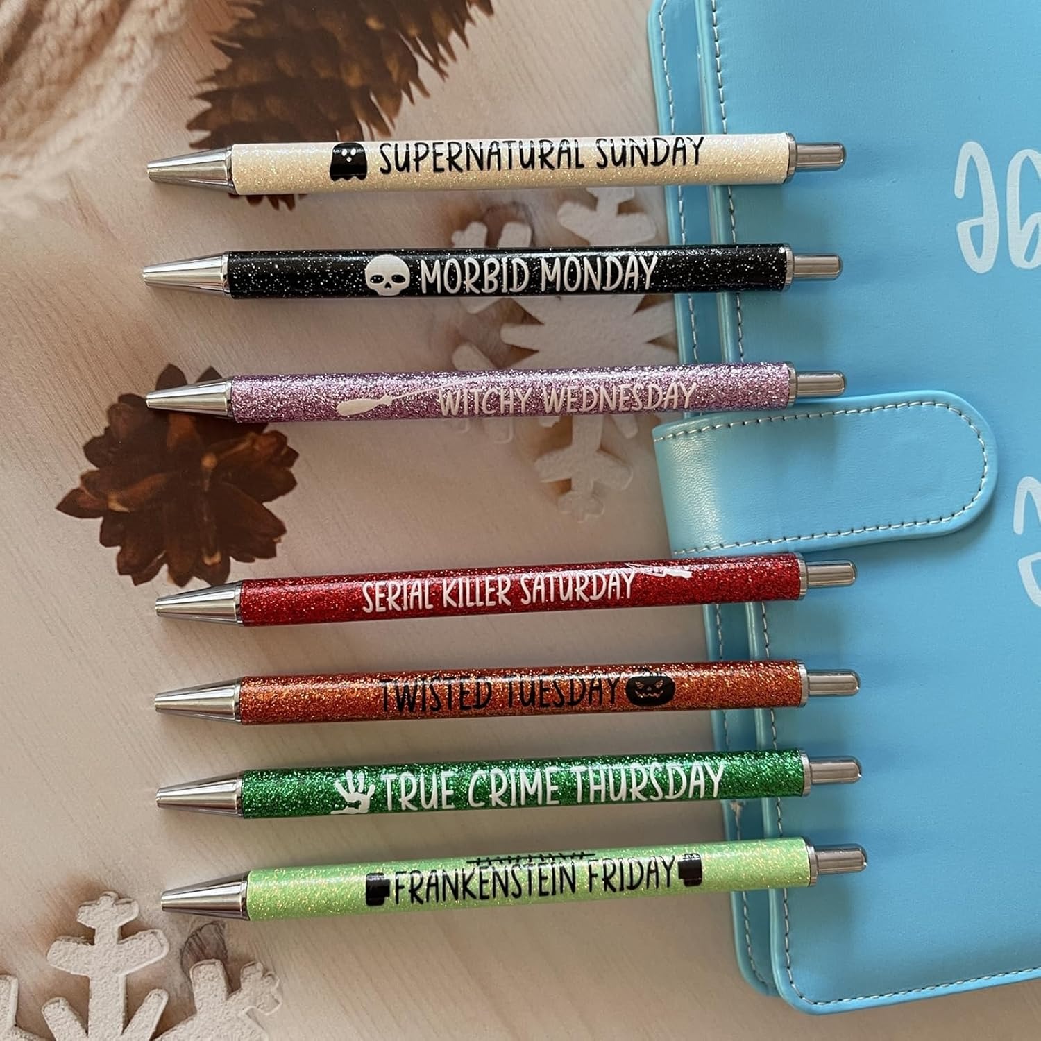 👻7 Pcs Colored Glitter Pen Set for Halloween