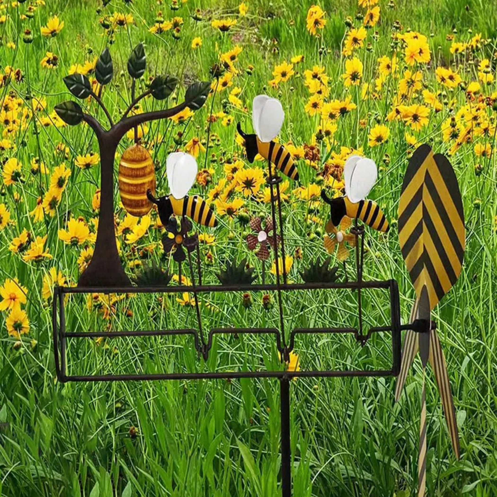 Bumble Bee Windmill for Garden Decor, Wind Spinner Bees