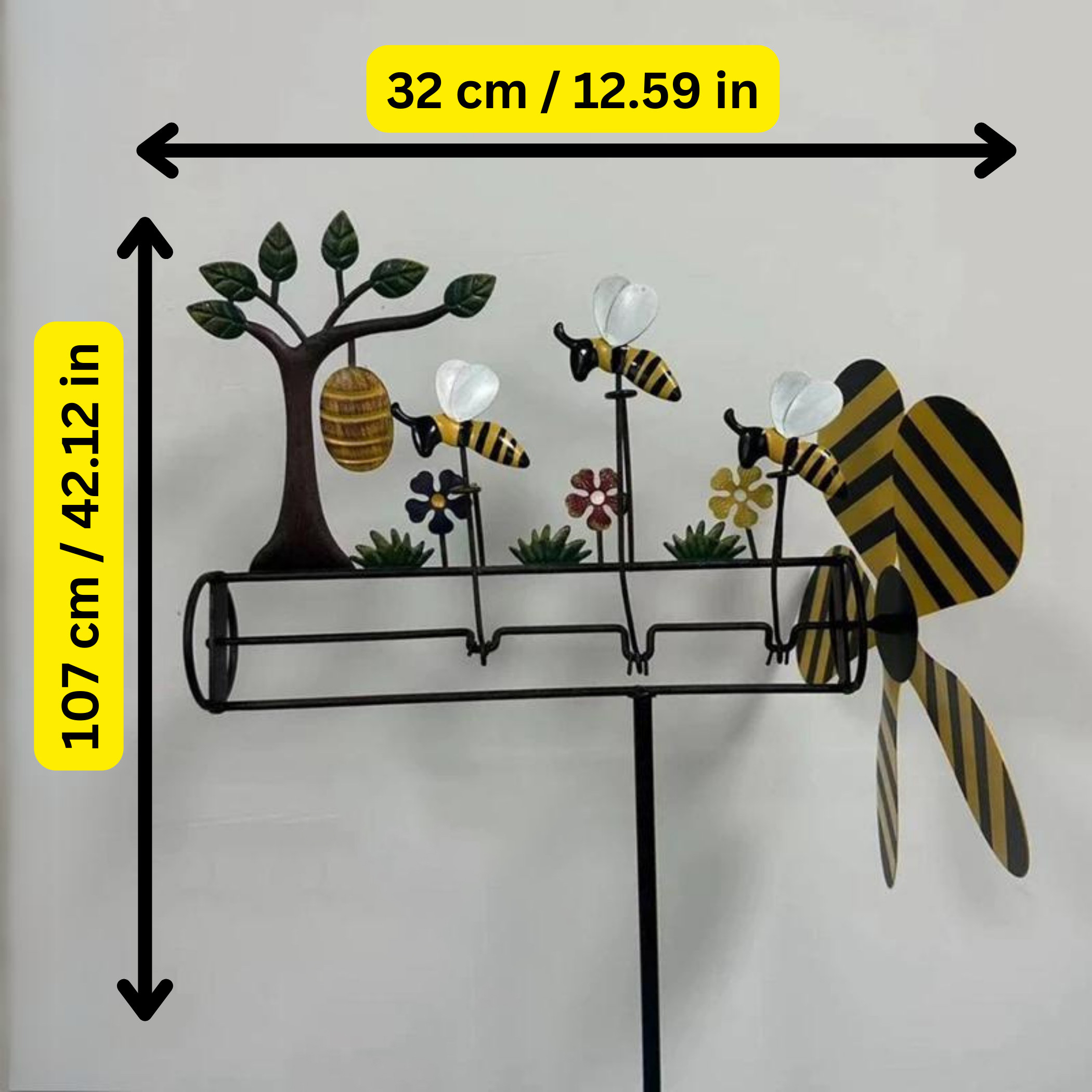 Bumble Bee Windmill for Garden Decor, Wind Spinner Bees