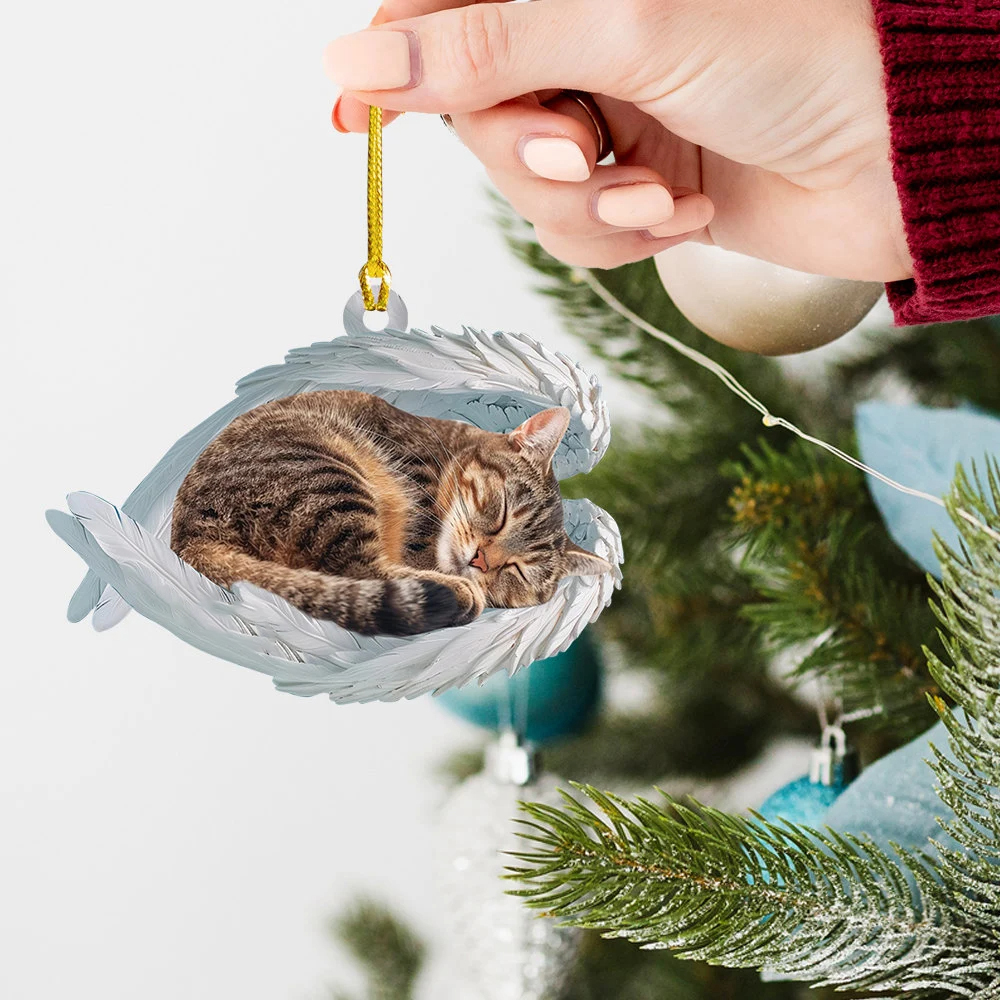 ✨Personalized Tuxedo Cat Sleeping Angel Ornament✨